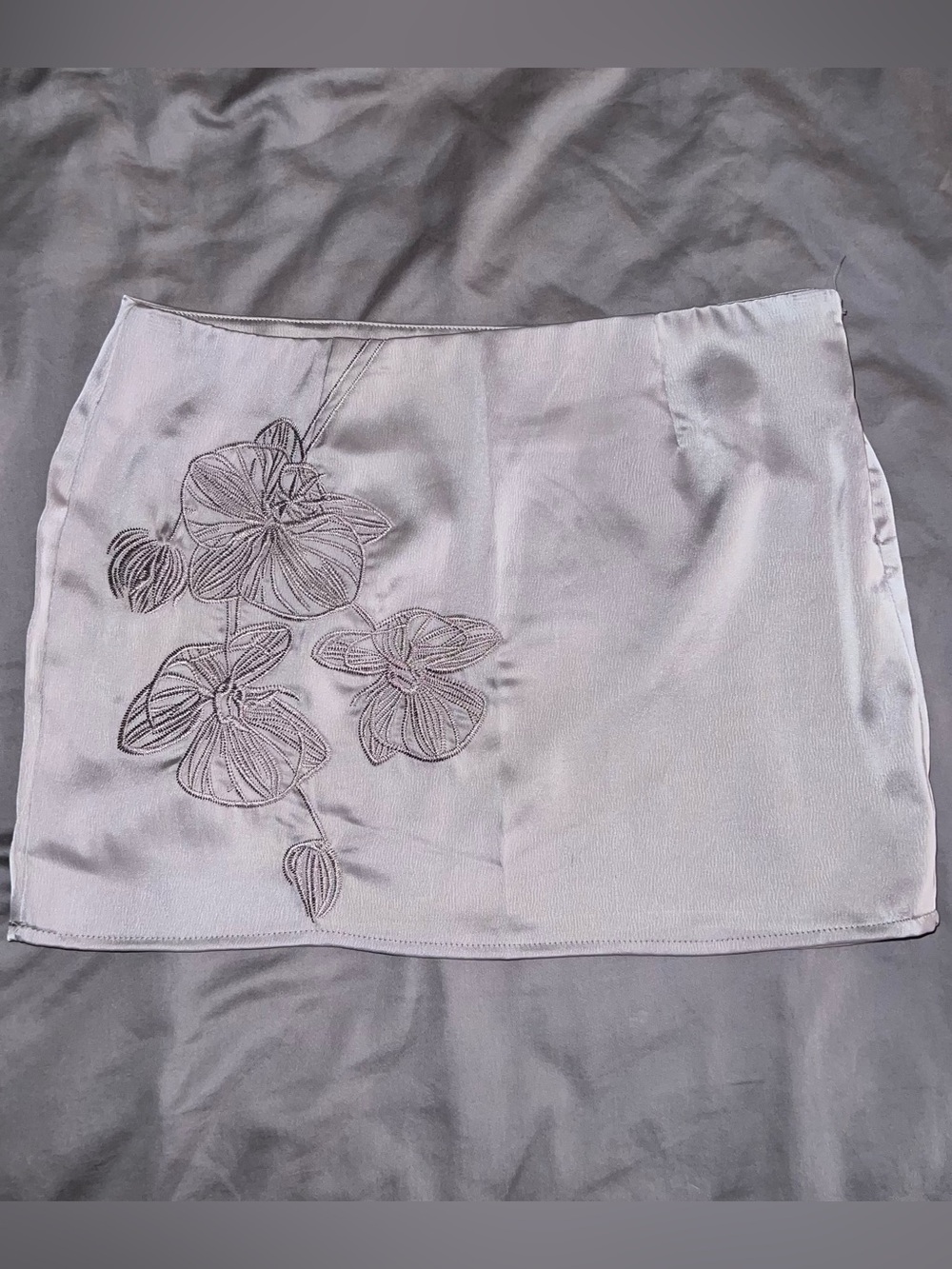 Pretty Little Thing Embroidered Floral Satin Mini Skirt